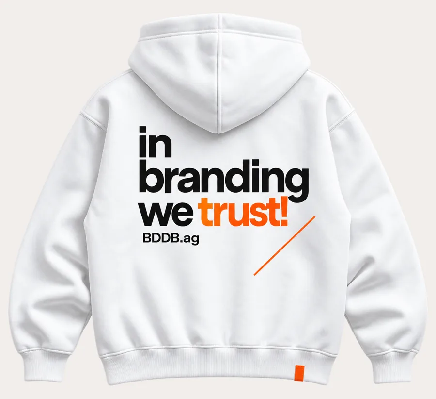 Moletom branco "in branding we trust!" BDDB.ag