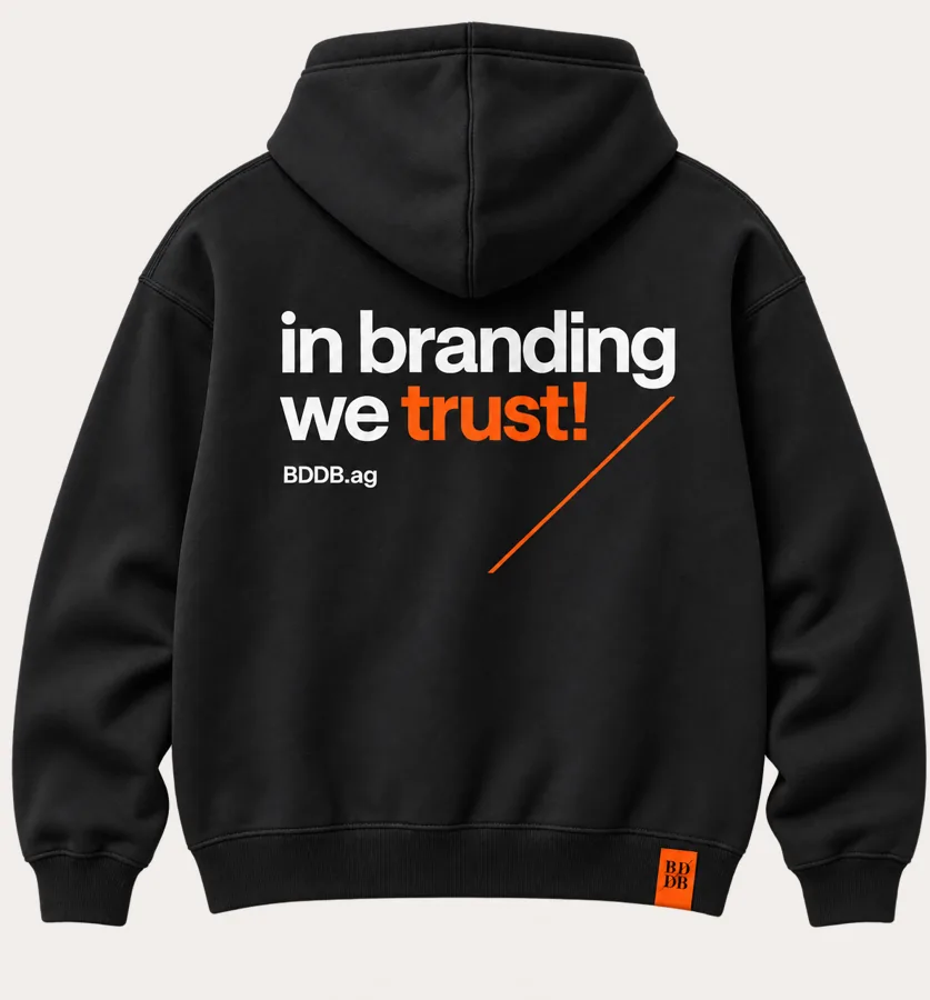 Moletom preto "in branding we trust!" BDDB.ag