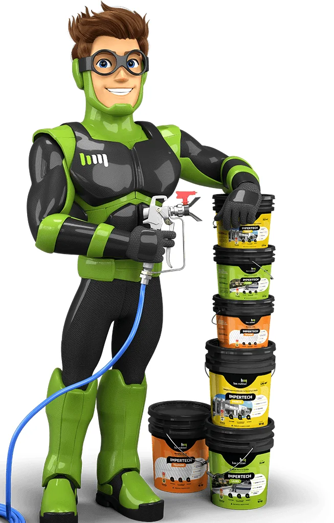 HM Rubber: Mascote com a família de embalagens