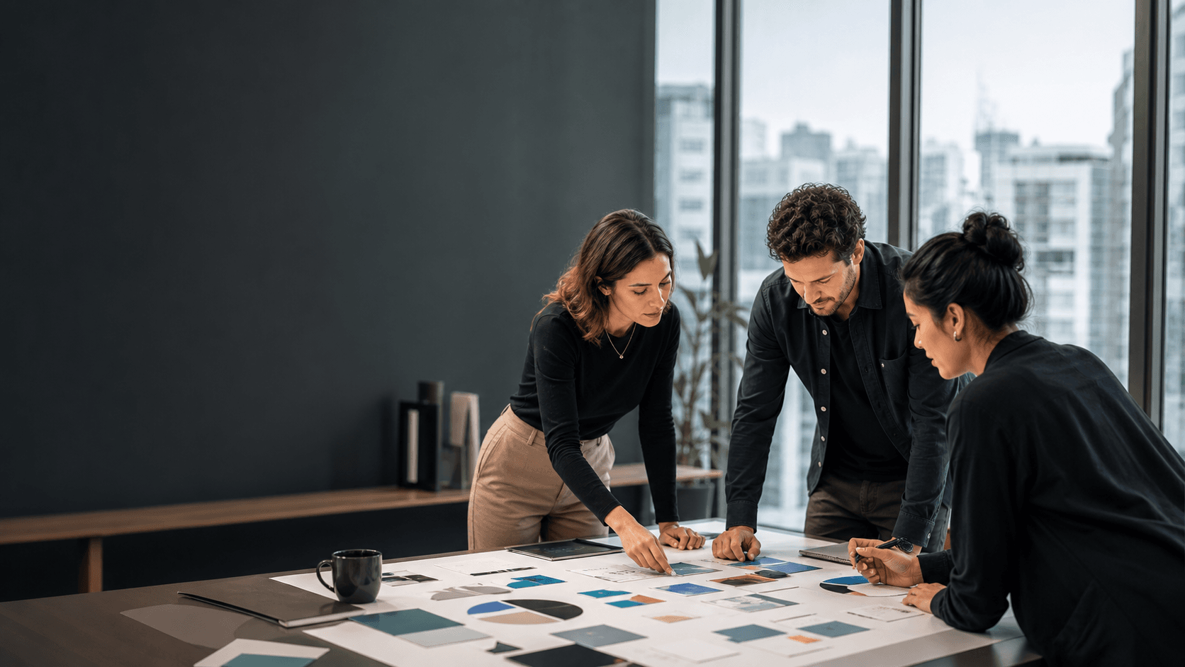 Equipe analisando o planejamento de investimento em marketing em Curitiba.